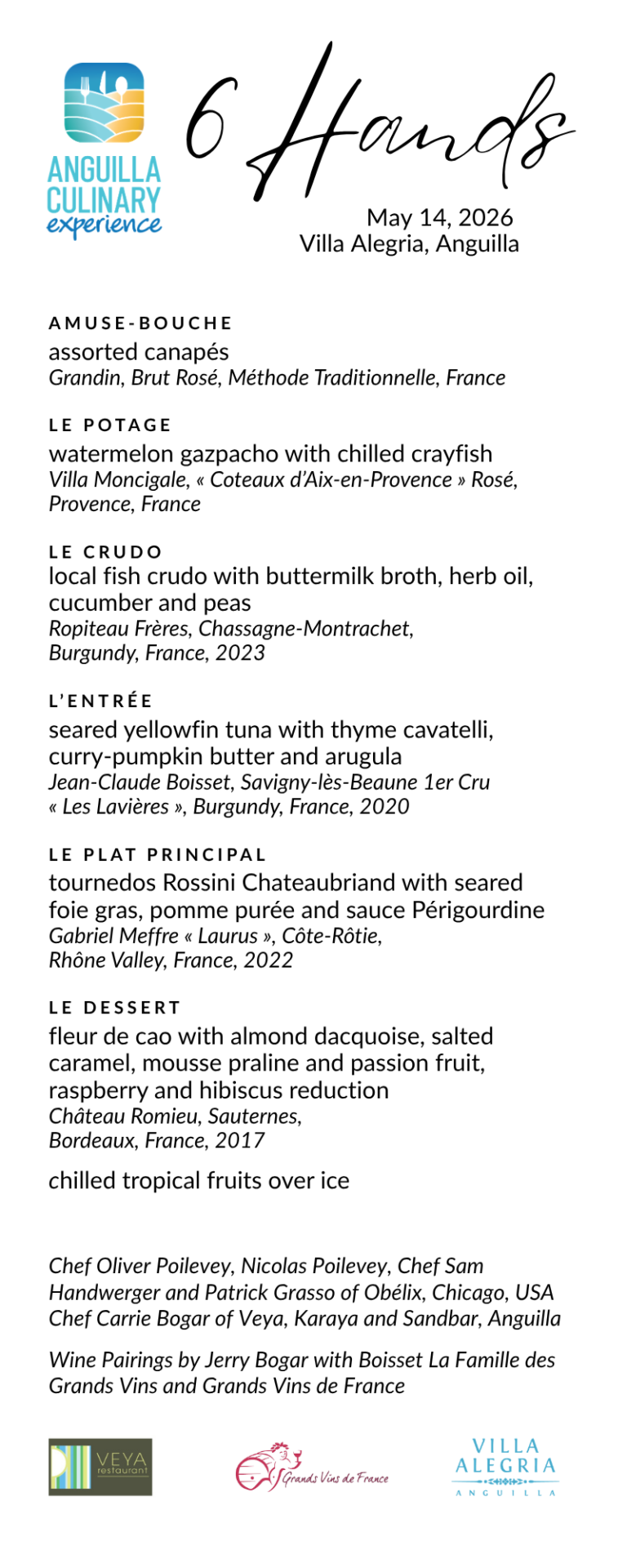 6 Hands Chef Dinner Alegria with Veya ACE 2026